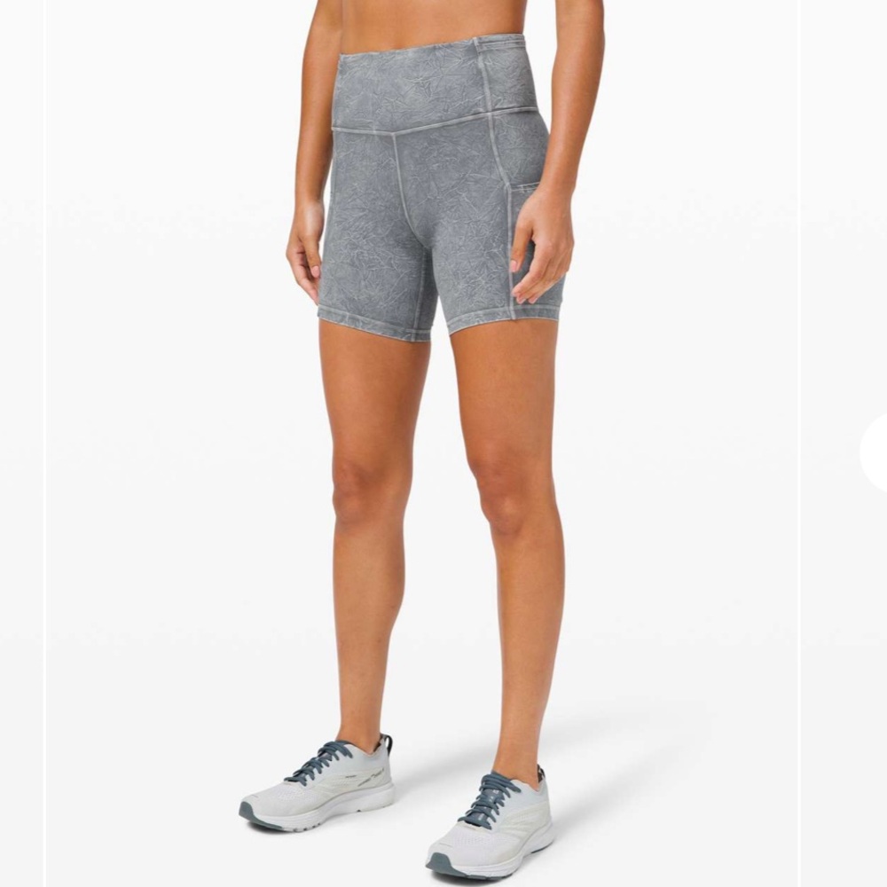 lululemon Fast And Free Short 6” Non-Reflective Ice Dye Asphalt Grey Sz 4‎ - Picture 13 of 14